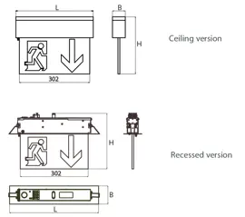 Universal, two-sided emergency lighting fitting