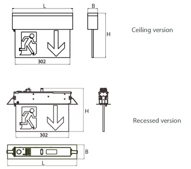 Universal, two-sided emergency lighting fitting