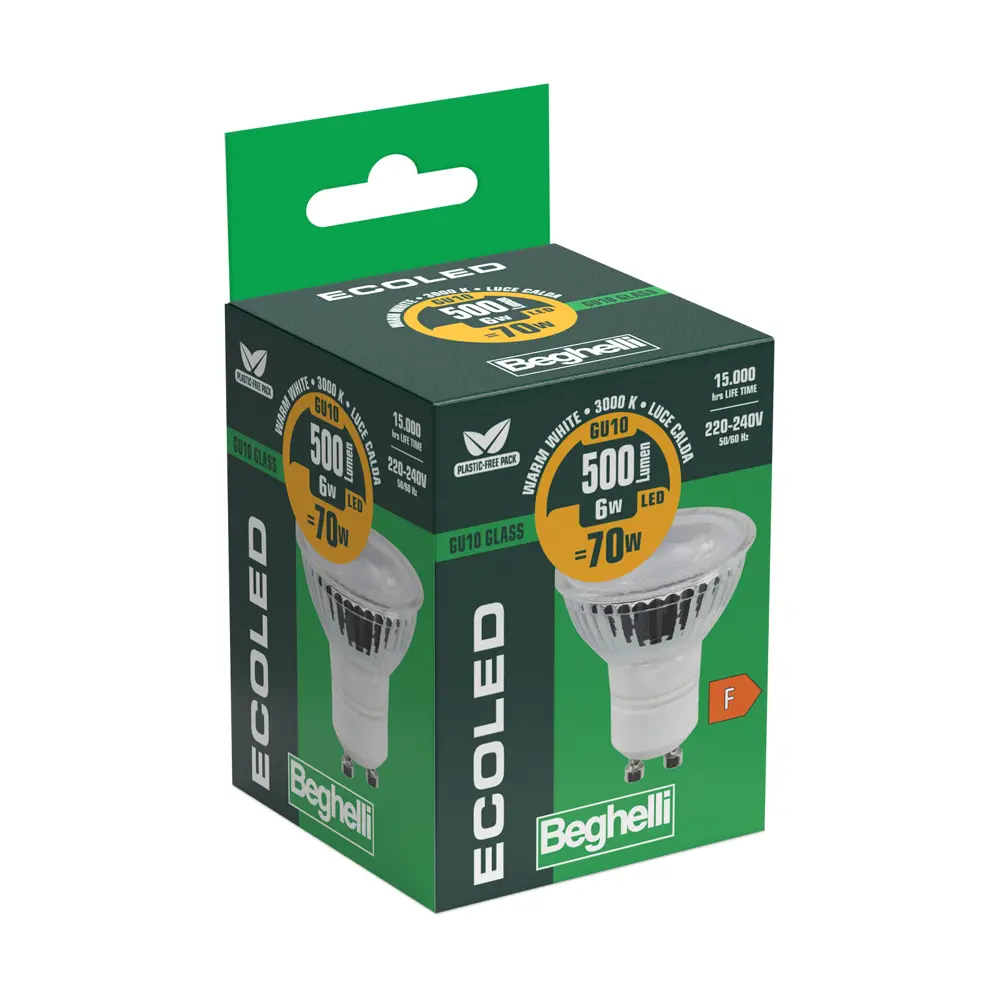 EcoLED GU10 Glass 95° 56240 - SPOT GLASS GU10 6W 95° 3000K