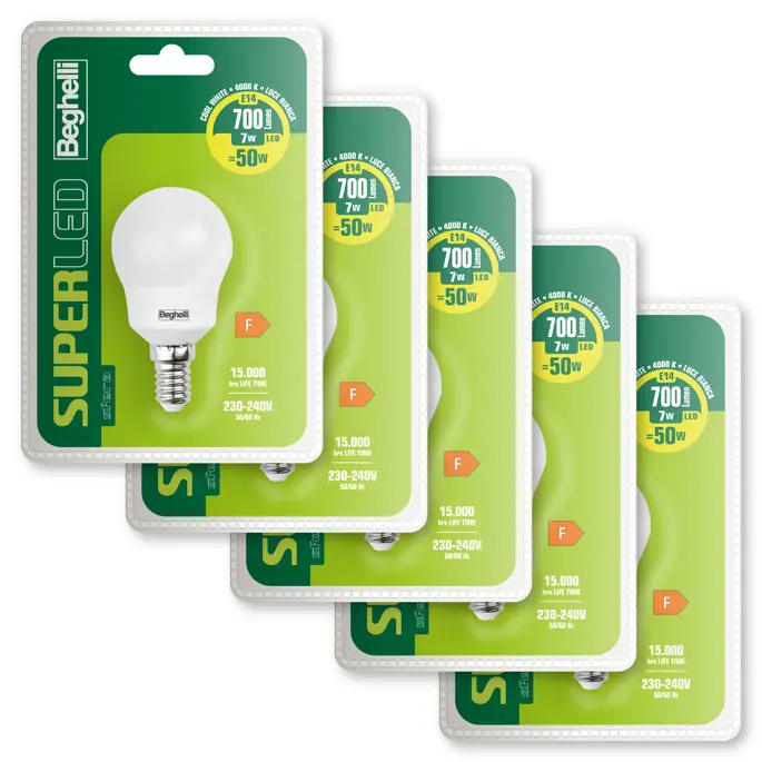 56914K - SUPERLED SFERA 7W E14 4K 5pz