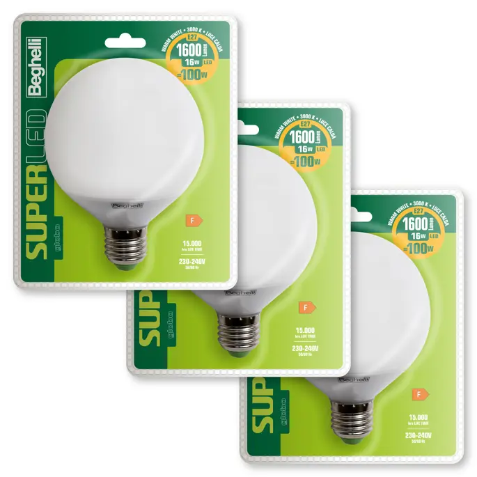 56898K - SUPERLED GLOBO 16W E27 3K 3pz