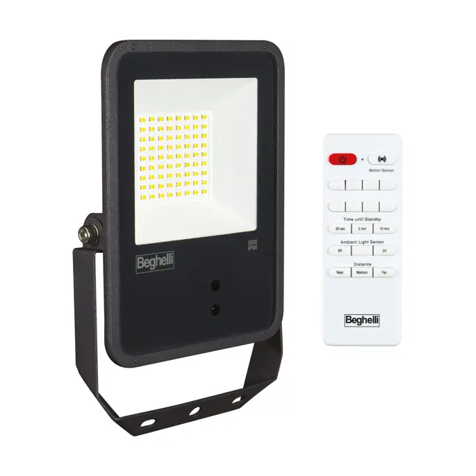 86168 - FL LED 50W NERO IP66 SENS 3K