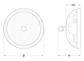High-power (High Power), maximum-resistance industrial LED reflector/high bay for large spaces, logistics, and complex facilities.