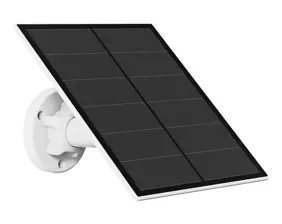 Rechargeable battery-powered camera plus solar panel.