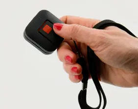 Pocket-sized device with WiFi/GSM and integrated GPS for distress calls and SMS.