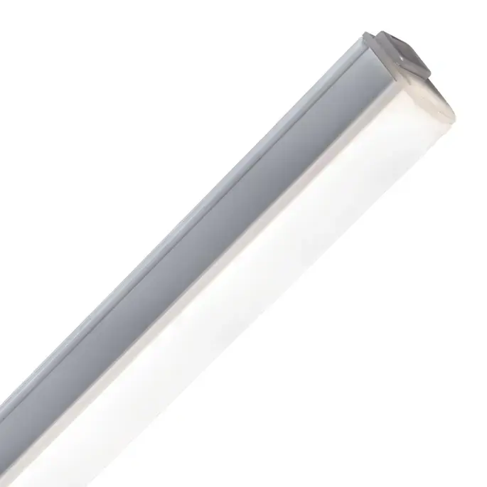 Ultra-compact IP20 linear LED batten with integrated CCT switch and continuous row connection.