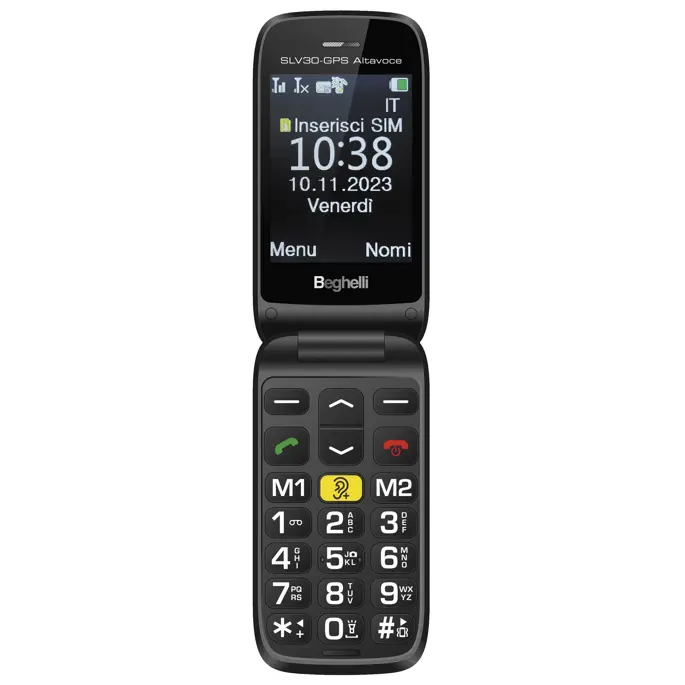 The phone with sound amplifier, location, fall sensor and distress call.