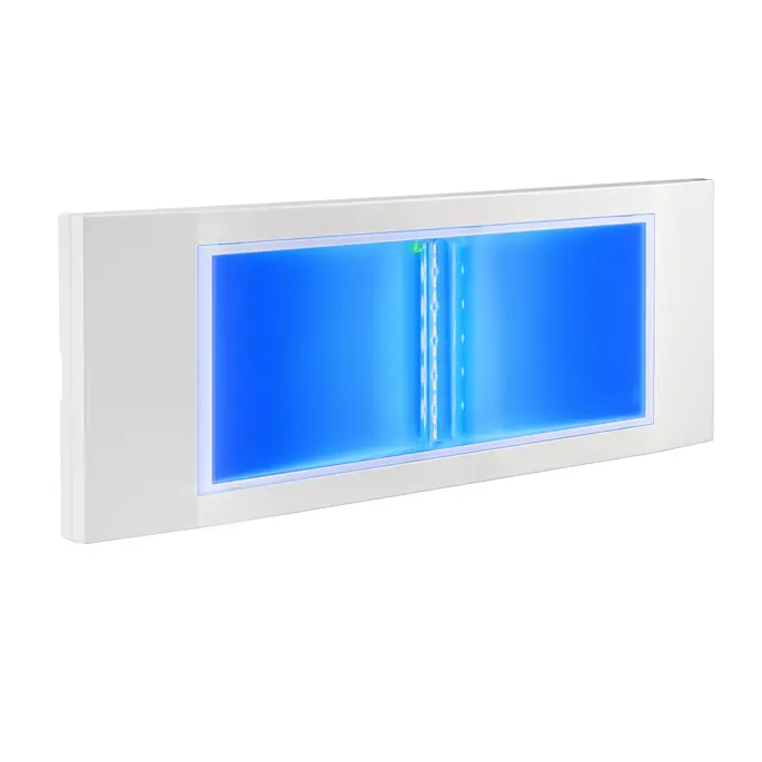 Emergency luminaire with blue night light