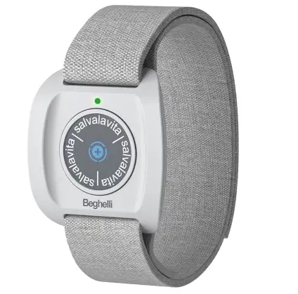 Bracelet with life-saving button for emergencies, combinable with Beghelli SLV20 Plus, SLV30-GPS Plus, SLV30-GPS Altavoce telephones