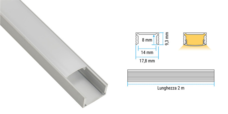 Profili alluminio - Plafone 14x8 mm