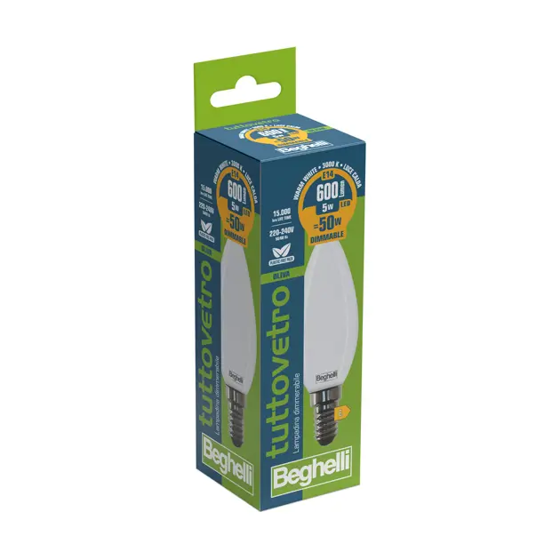 Tuttovetro Oliva Dimmerabile 58108 - FULLGLASS OPAL OL DIM5W E14 3K