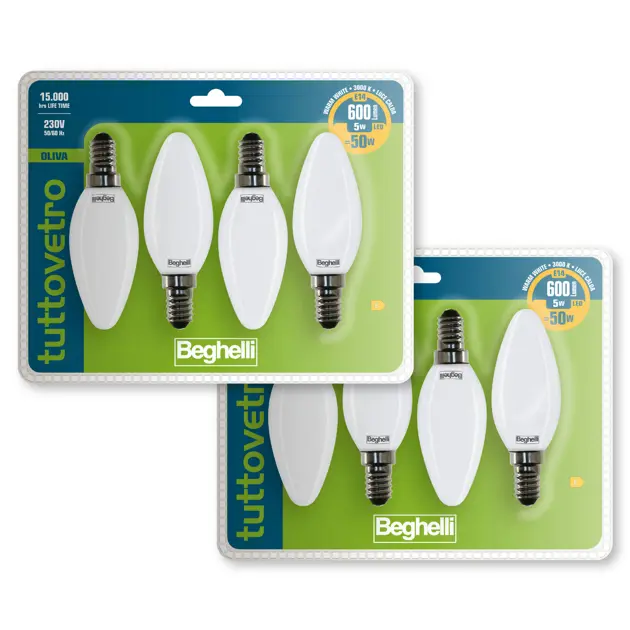 Tuttovetro Oliva 56383K - TVETRO LED OLIVA 5W E14 3K 8pz