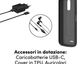 Smartphone Android con tasto di chiamata rapida di soccorso, GPS per la localizzazione e sensore di caduta.